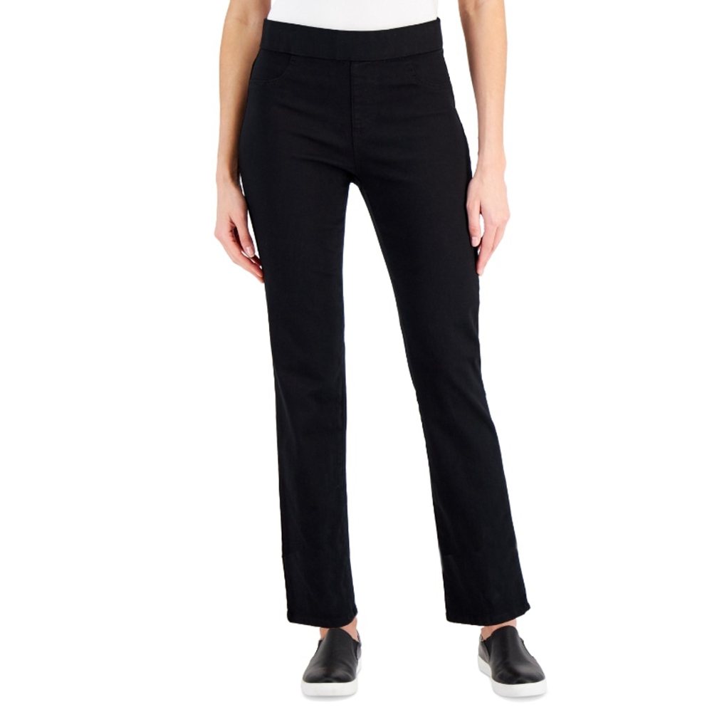 Karen Scott Small Petite Pull-On Black Denim Stretchy Pants NWT